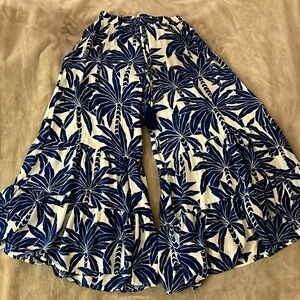 White & Blue Coconut Nut Flare Pants